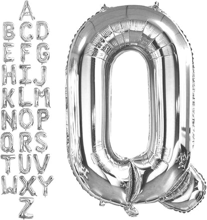 40 Inch Silver Letter Q Balloons, DIY Phrase Foil Alphabet Letter Q Balloons by LHOAVWE