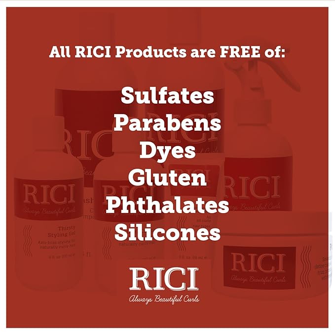 RICI 8 oz Thirsty Styling Gel for Curly Hair | Naturally Formulated to Prevent Frizz for All Types of Curly Hair | Enhances Curls | Patented Formula Made in the USA