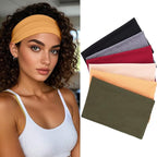 6 Pack Extra Wide Headbands for Women's Hair Band Stretchy Turban Girls Styling Accessories Headband Sports Headbands Trendy Head Bands for Women（Black,Beige, Army green,Red,Dark Gray,Turmeric）