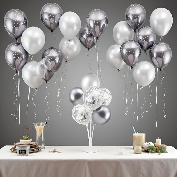 ZJDHPTY 4Set Silver Balloon Stand Table Centerpieces Party Decor | 25th Wedding - Image 8