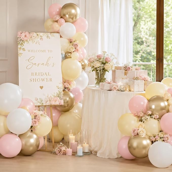 HILAVO Pink and Yellow Balloons 12 Inch Pastel Light Pink Yellow Gold White - Image 7