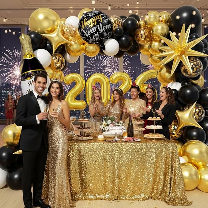 Black and Gold White Balloons Garland Arch Kit - Image 4