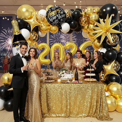 Black and Gold White Balloons Garland Arch Kit - Image 4