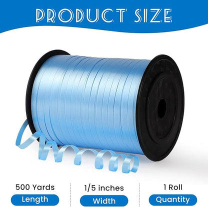 500 Yards Light Blue Curling Ribbon, 1/5 Inch Wide Balloons String Ribbons - Image 2