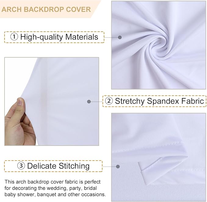 FANPROMS White Arch Backdrop Cover Set of 3 Wedding Arch Cover 5ft 6ft 7ft - Image 3