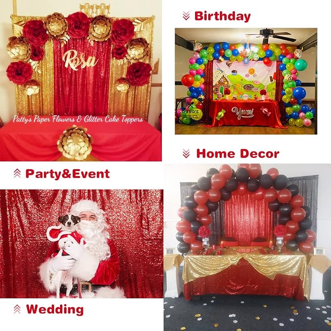 Eternal Beauty Red 3mm Sequin Backdrop 2x8 Ft 2 Pack Wedding | Dense Sparkle - Image 9
