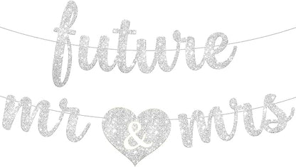 KatchOn Glitter Future Mr & Mrs Banner 10 Ft, Engagement Party Decorations | by KatchOn