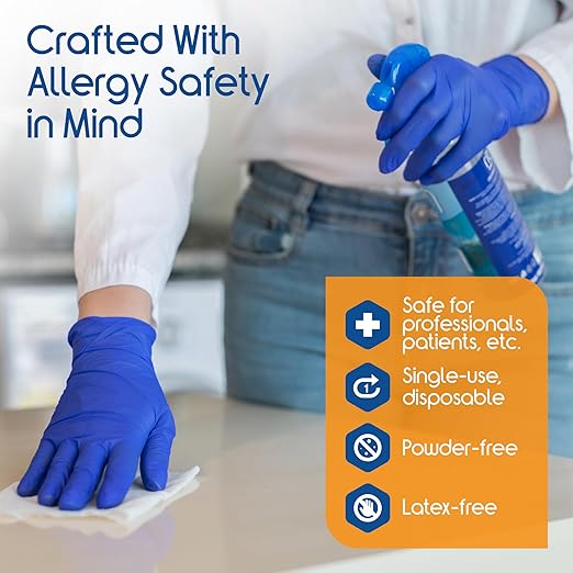 Inspire Black Nitrile Disposable Gloves | 4.5 Nitrile Safety Medical Exam Cooking Cleaning Disposable Black Gloves (Blue - Box of 100, Small)