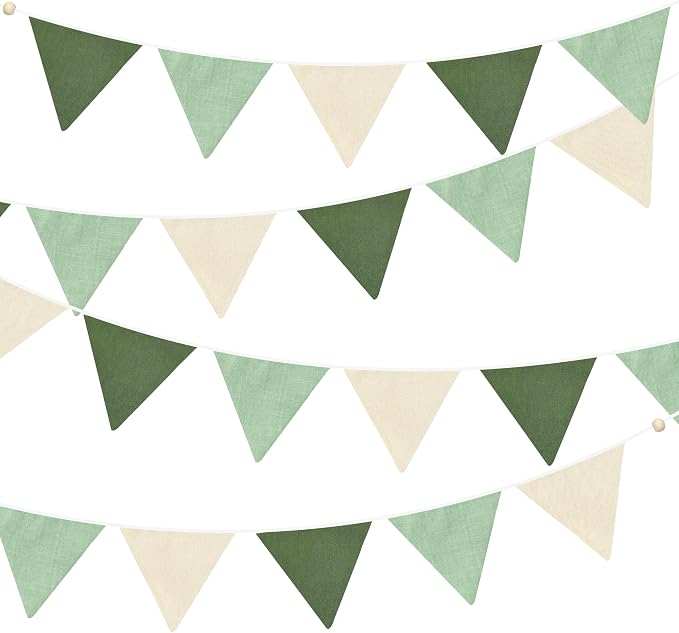 2 Sets of Sage Green Pennant Banner 24Pcs Nursery Garland Flags Olive Green by pinkblume