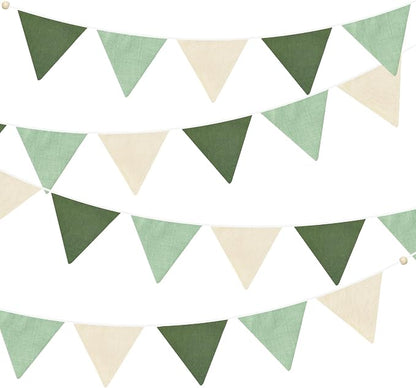 2 Sets of Sage Green Pennant Banner 24Pcs Nursery Garland Flags Olive Green by pinkblume