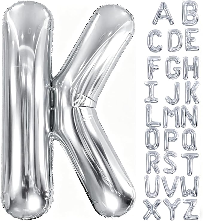 40 Inch Silver Letter Balloon, Large Foil Alphabet Balloons Birthday by Aeniaza