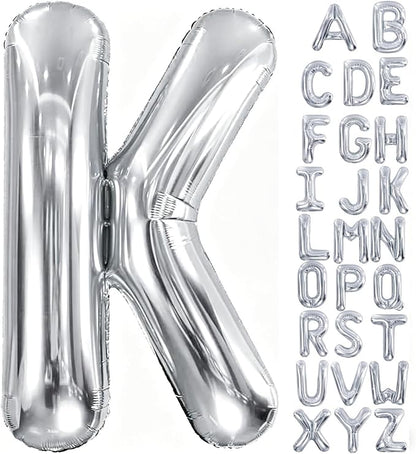 40 Inch Silver Letter Balloon, Large Foil Alphabet Balloons Birthday by Aeniaza