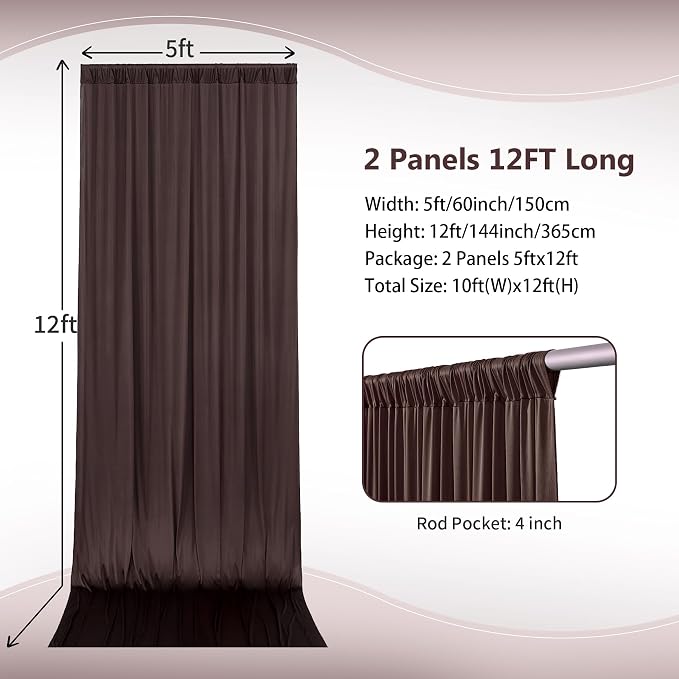 10×12ft Wrinkle Free Brown Backdrop Curtain - Image 4