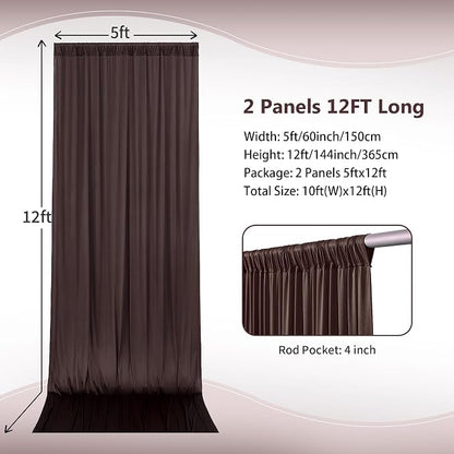 10×12ft Wrinkle Free Brown Backdrop Curtain - Image 4