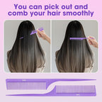 Rat Tail Comb for Women: 2Pcs Purple Fine Tooth Parting Tip Carbon Fiber Root Teasing Anti Static Hair Comb