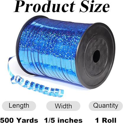 500 Yards Laser Blue Curling Ribbon, 1/5 Inch Wide Shining Metallic Ribbons - Image 2