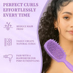 Curl Defining Brush, Vented Curly Hair Brush for Effortlessly Detangling Shaping and Styling, Candy Brush for Wet or Dry Hair Types for Women and Girl, Defining with Side Gear, Reduces Frizz (Purple)