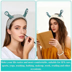 Snail Face Wash Headband Skincare & Wrist Bands for Washing Face Set Cute Spa Headband for Women and Wrist Faces Wash Bands for Shower, Facial Cleaning, Soft Coral Fleece Makeup Headbands,Beige & Grey