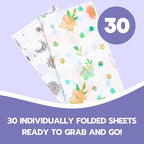 30 Pack Disposable Splat Mats by Eli with Love - Extra Large 49"x49" 100% Waterproof Baby Splat Mat for Under High Chair - Plastic Mat Liner for Floor - Protect from Spills (Floral, 30 Pack)