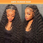 28 Inch 13x6 HD Transparent Lace Frontal Wigs Human Hair 200% Density Deep Wave Lace Front Wigs Human Hair For Women 100% Real Human Hair No Synthetic Blend No Tangle No Shedding Triple Lifespan 3X