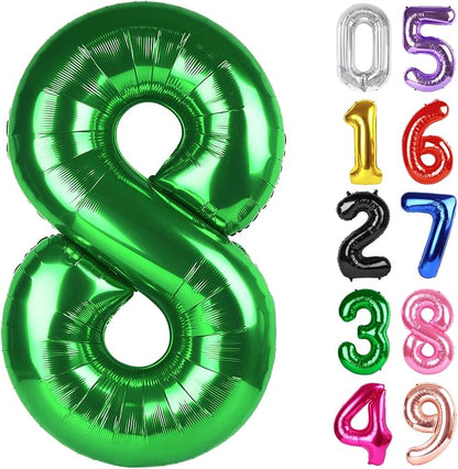 Green Number 8 Balloon 40 Inch, 8th Birthday Party Decorations Men Women | Foil by IWERP