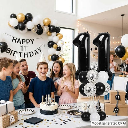 Black Number 11 Balloon 40 Inch, Foil Twin Digits - Image 7
