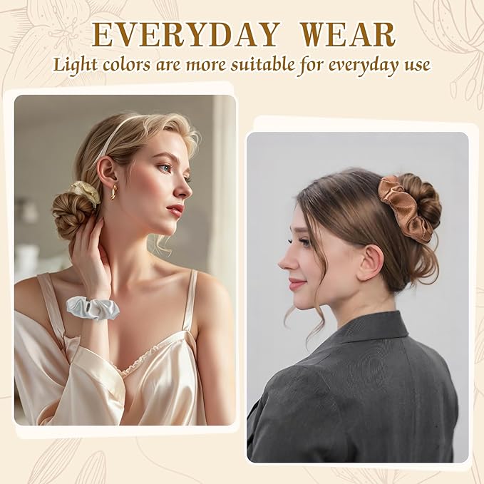 OCATO Scrunchies Birthday Gifts for Women: Silk Satin Scrunchies 24Pcs Hair Scrunchie for Women Girls Hair Bands Hair Ties Hair Accessories Scrunchy Party Favors Mothers Day Gifts for Mom Her