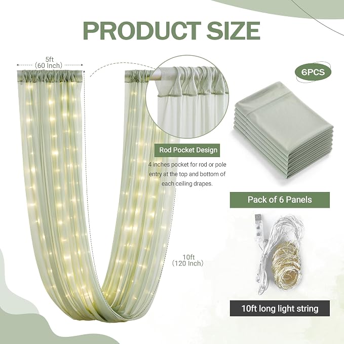 Shillance 6 Panels Green Ceiling Drapes - Image 5