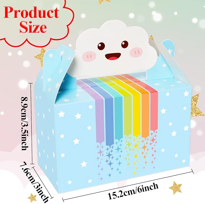 Tevxj 24 Pack Rainbow Party Favor Boxes Cloud Birthday Treat Bags Pastel - Image 2
