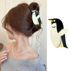 Penguin Hair Clips Winter Hair Claw Clips Cute Strong Hold Penguin Hair Claw Non-slip Animal Jaw Clip White Black Hair Barrettes Christmas Holiday Winter Hair Accessories for Women Hair Decoration