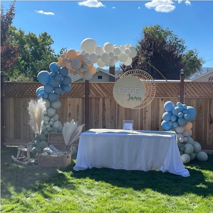Dusty Green Blue Balloon Garland – Double Stuffed Baby Blue Sage Green White - Image 4