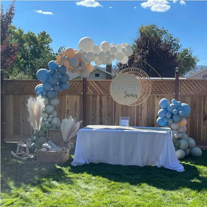 Dusty Green Blue Balloon Garland – Double Stuffed Baby Blue Sage Green White - Image 4