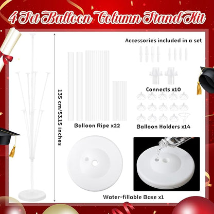 Kasyat 4 Set Red and Black Graduation Balloons Stand High 53 Inch Class of 2026 - Image 3