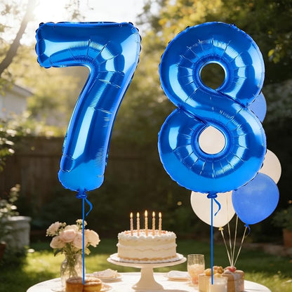 40 Inch Number 78 Balloons for 78th Birthday Party Decorations, 0-100 Dark Blue - Image 3
