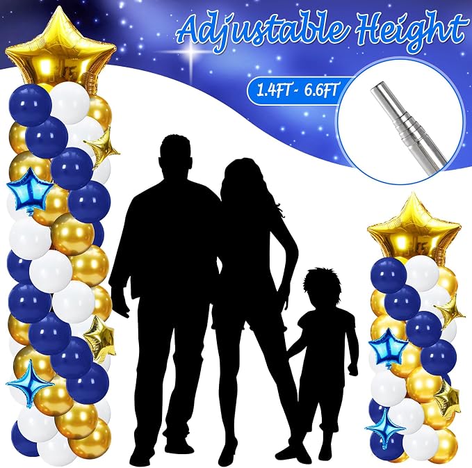 Gejoy 110 Pcs Blue Gold Balloons Column Stand Kit Adjustable Tower Stand from - Image 3
