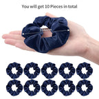 CEELGON Silk Scrunchies for Women Satin Scrunchies Silk Hair Ties Elastic Thick Hair Scrunchie 10 Pack (Navy)