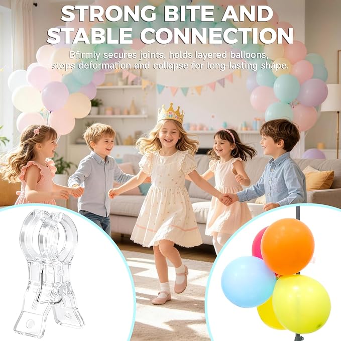 Balloon Arch Clips, Large Clear Spring Clamps - Image 2
