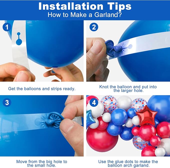 138PCS Red White and Blue Balloon Garland Arch Kit, 18 12 10 5 inch Red and - Image 3