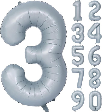 40 In Matte Gray Number 3 Balloons Helium Foil Mylar Balloon Digit 3 | by Exquisitehighqualitypartydecorationstomeetyoureveryneed%EF%BC%81