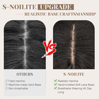 S-noilite Hair Toppers for Women Real Human Hair 3D 360° Cover Clip in 100% Real Human Hair Toppers 3″*4″ Clip in Silk Base 10 inch Jet Black