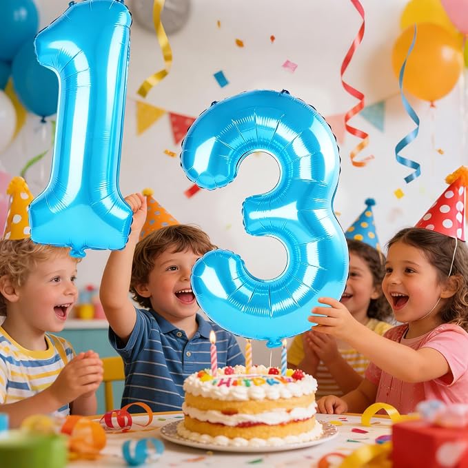 40 Inch Number 13 Balloons for 13th Birthday Party Decorations, 0-100 Jewelry - Image 2