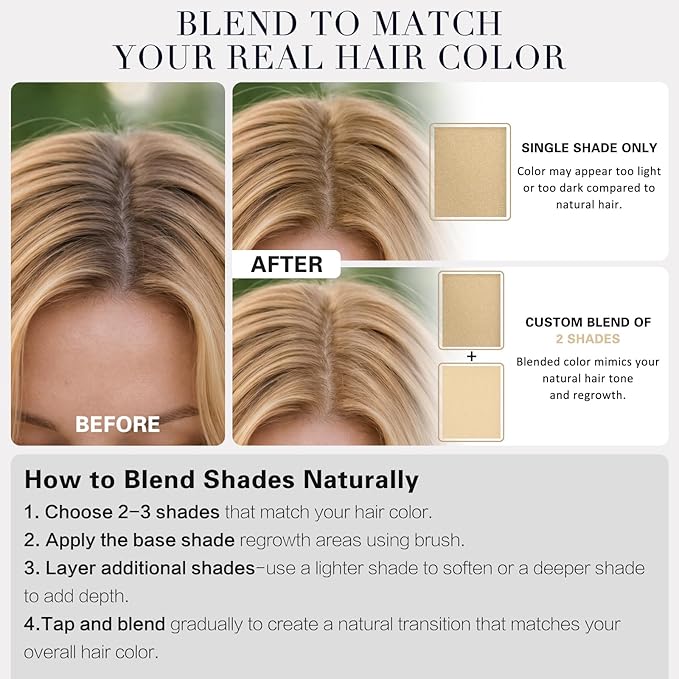 Root Touch Up Hair Color – 3 Color Blendable Hairline Powder for Gray Coverage, Root Cover Up & Thinning Edges – 48H Sweat Resistant, Natural Finish for Women & Men – Black