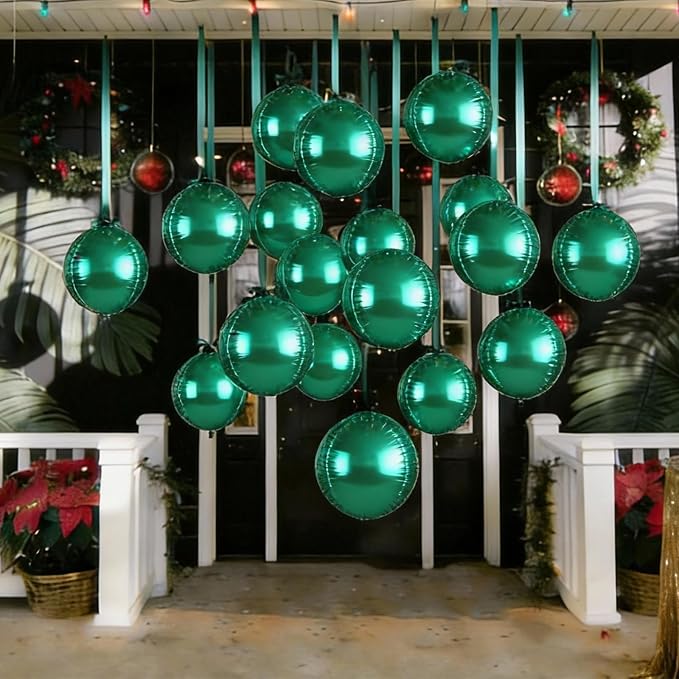 Biapian 12Pcs Emerald Green Round Balloons Foil, Large Metallic Green Balloons - Image 4