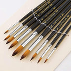 9 Pcs Pointed Round Long Handle Artist Paint Brush Set, Quality Synthetic Hair and Wooden Handle for Acrylic Watercolor Oil Painting, Great for Beginners and Professionals