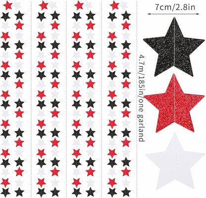 Black White-Red Birthday Party-Decorations Garland - 62FT Twinkle Little Star - Image 2