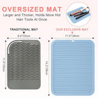 AMIJEAL Oversize Silicone Heat Resistant Mat for Hair Tools, Curling Iron Flat Iron Hair Straightener Holder Mat, Portable Hot Tools Cover Pad for Travel Vanity Salon(14.2" x 11.0")