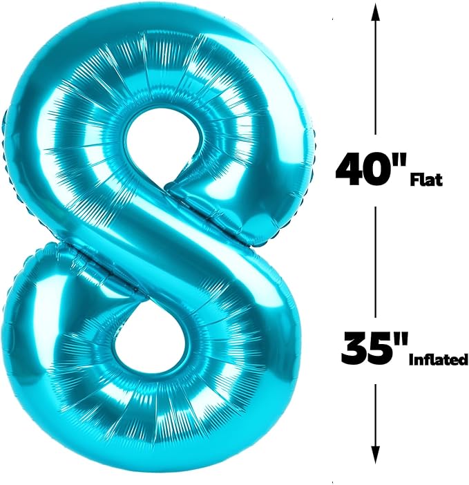 Blue Number 8 Balloon 40 inch, Balloon numbers party supplies, deco photo shoot - Image 3