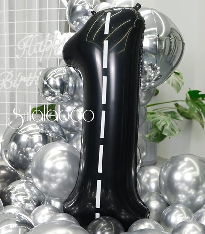 Race Car 40 Inch Black 1 Big Balloon Large Number 0-9 | Track Giant Digital 1st - Image 7