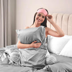 Lirex Satin Pillowcase for Hair and Skin, Super Soft and Cooling Similar to Silk, 2 Pack Queen Size 20"X 30" Pillow Cases with Envelope Closure, Gifts for Women Men, Dark Gray