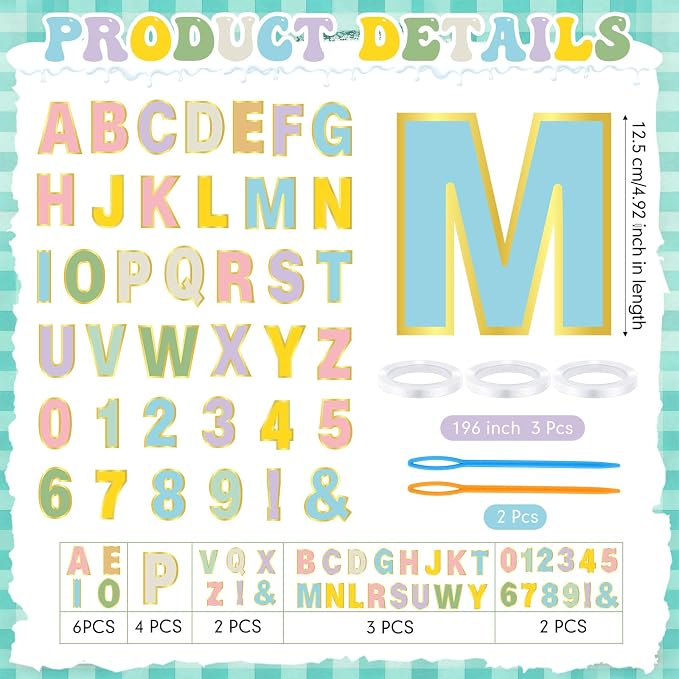 Kosiz 116 Pcs DIY Letter Custom Banner Customizable Banner Kit Pastel Letter - Image 4